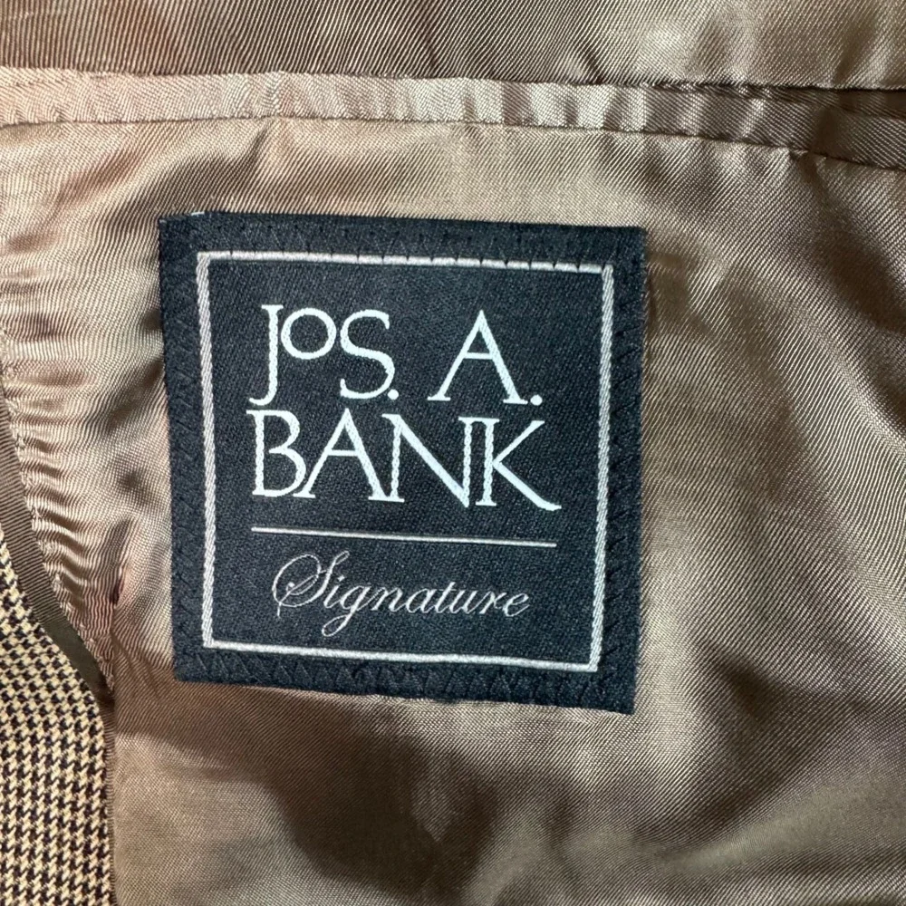 NEW Jos A Bank Mens Signature Brown Black Houndstooth 100% Wool Blazer 50R